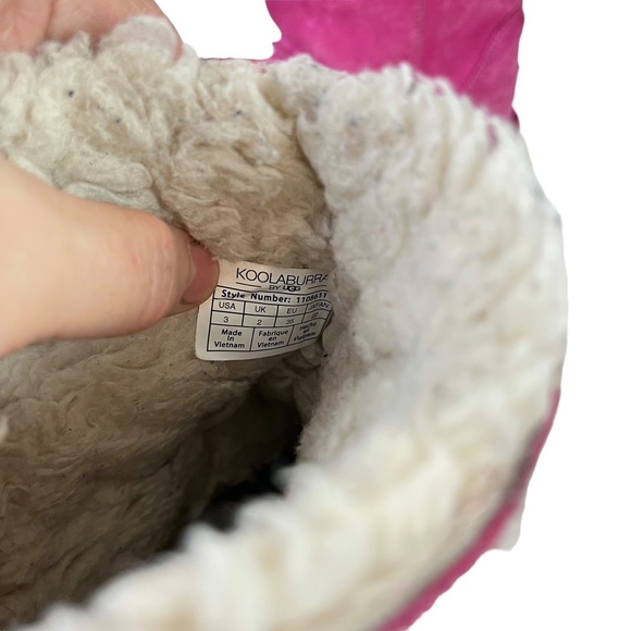 UGG KOOLABURRA ANDRA Short Pink Genuine Leather Suede Boots Bow Girls Shoes sz 3 - Picture 14 of 16